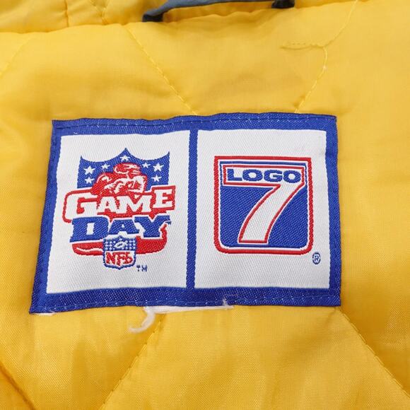 Vintage St. Louis Rams Puffer Jacket Mens Blue NFL Football Hooded Logo 7 90s - Picture 14 of 16